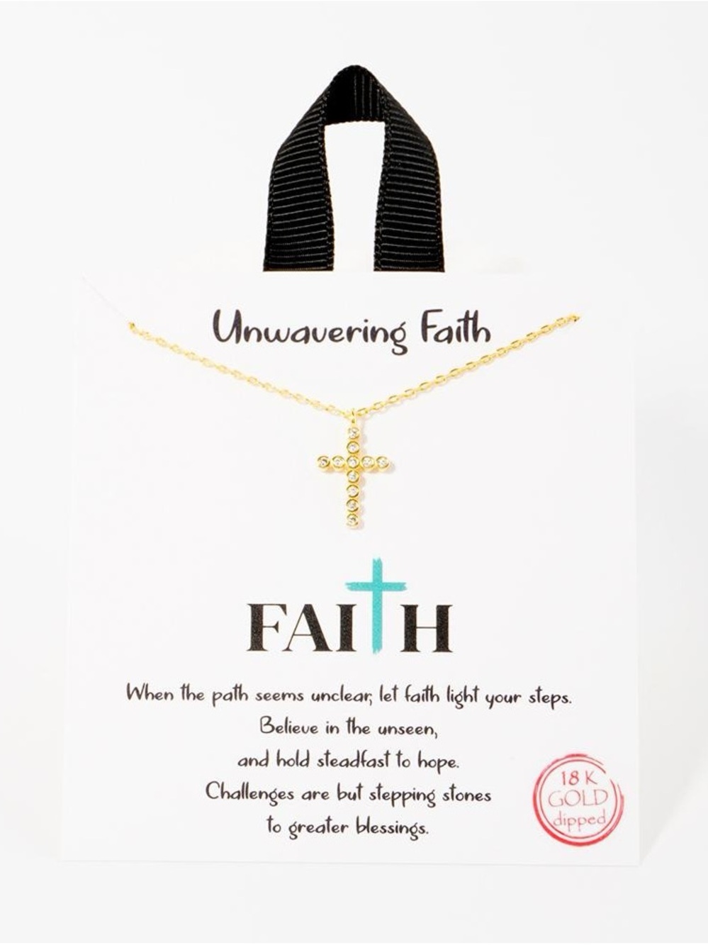Gold Cross Pendant Necklace - Faith Card